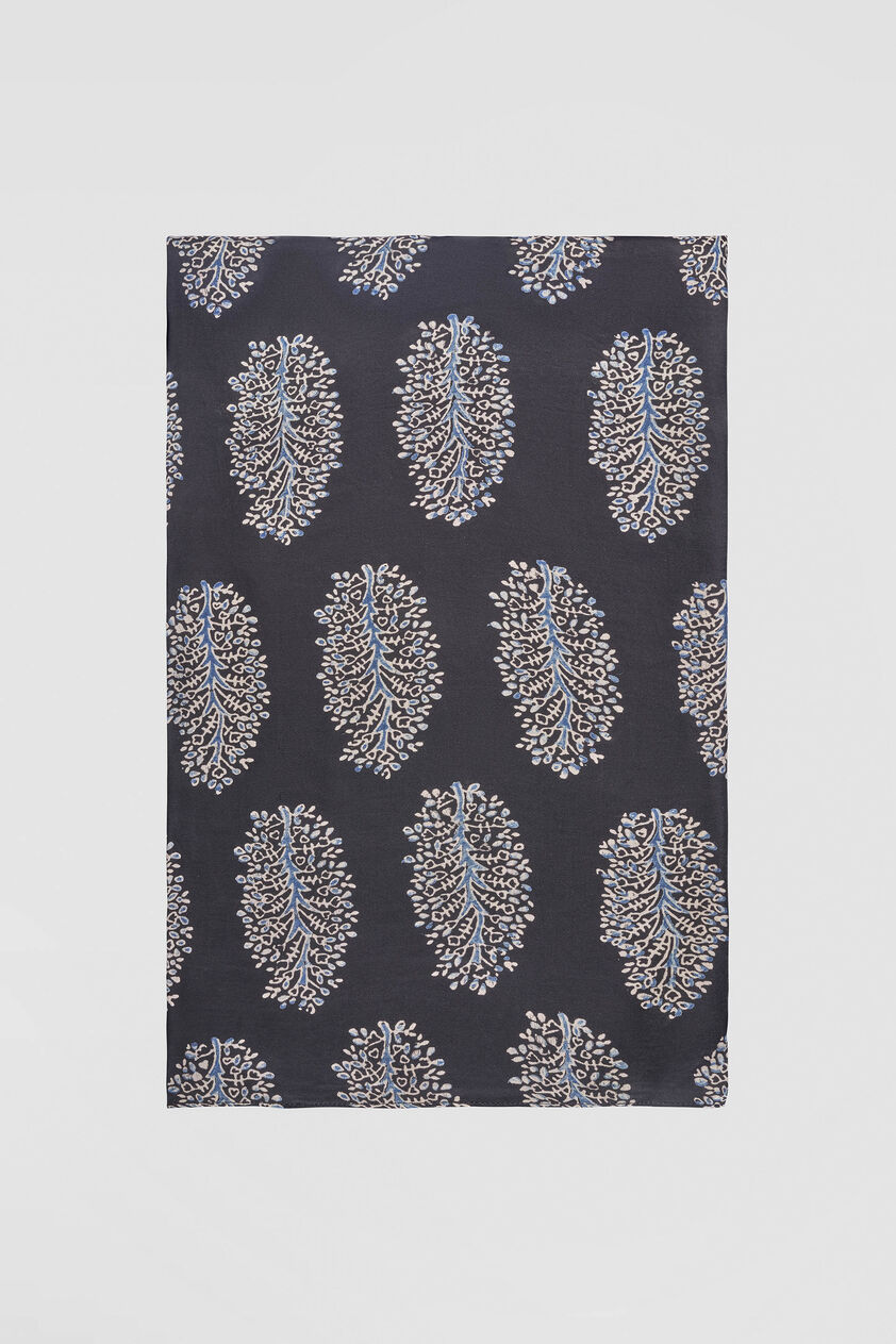 Korat Handcrafted Ajrakh Saree - Black, Black, image 9